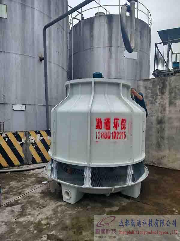 广汉冷却塔,广汉80T圆形冷却塔安装现场